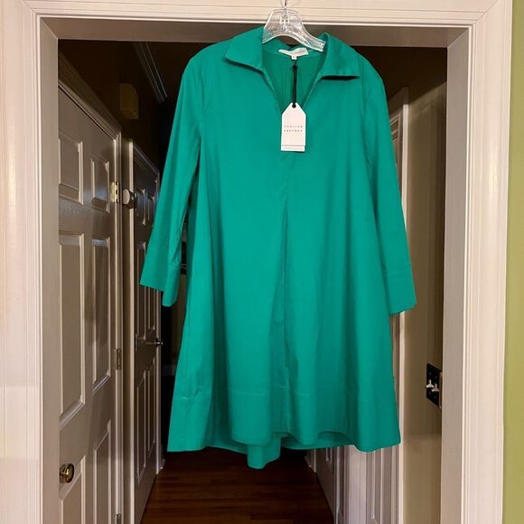 $120 NWT English Factory A-Line Kaftan Collar Dress Green Size MEDIUM‎ - Picture 5 of 5